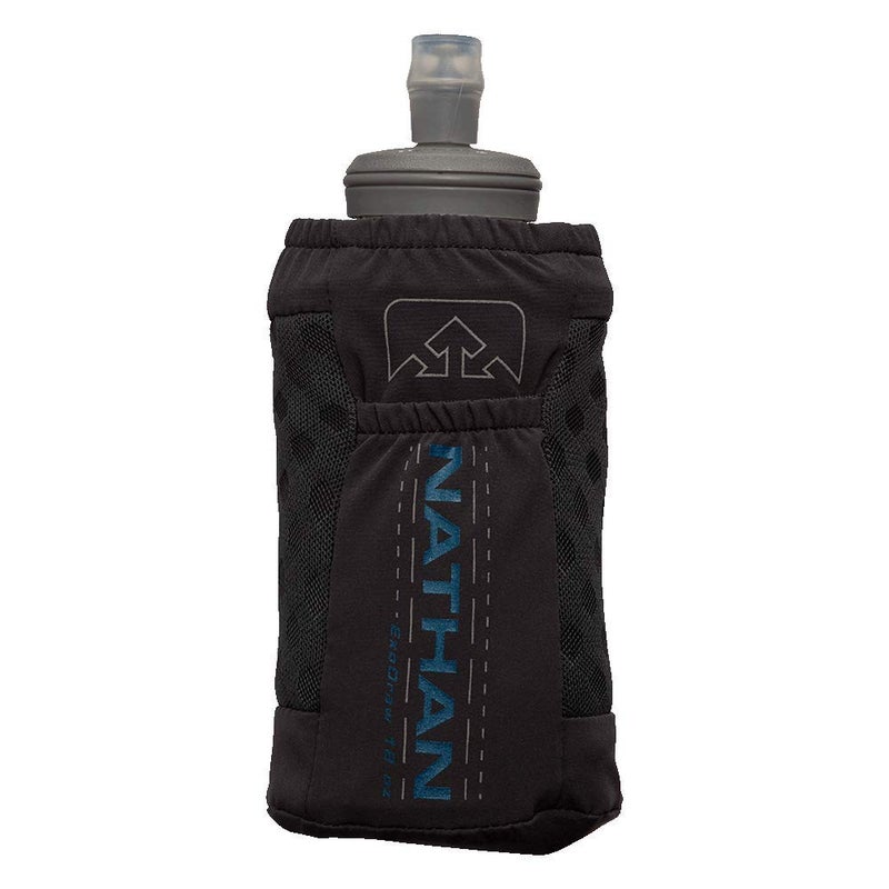 Nathan ExoDraw & ExoShot 2.0, Handheld Running Water Bottle for Marathons, Hiking, Ultra Running & Outdoor Activity - Black/Sailor Blue - 18 Ounces - Image 1
